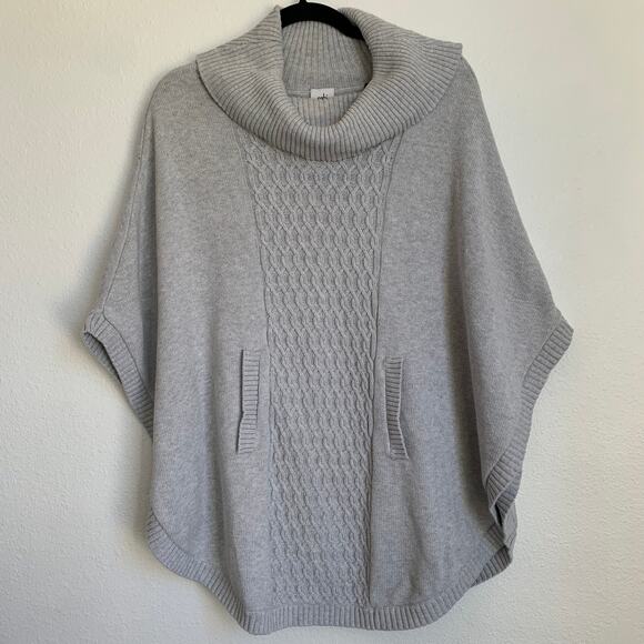 CAbi Pullover Cowl Neck Oversized Knit Sweater Poncho in Gray 3003 - Picture 2 of 8